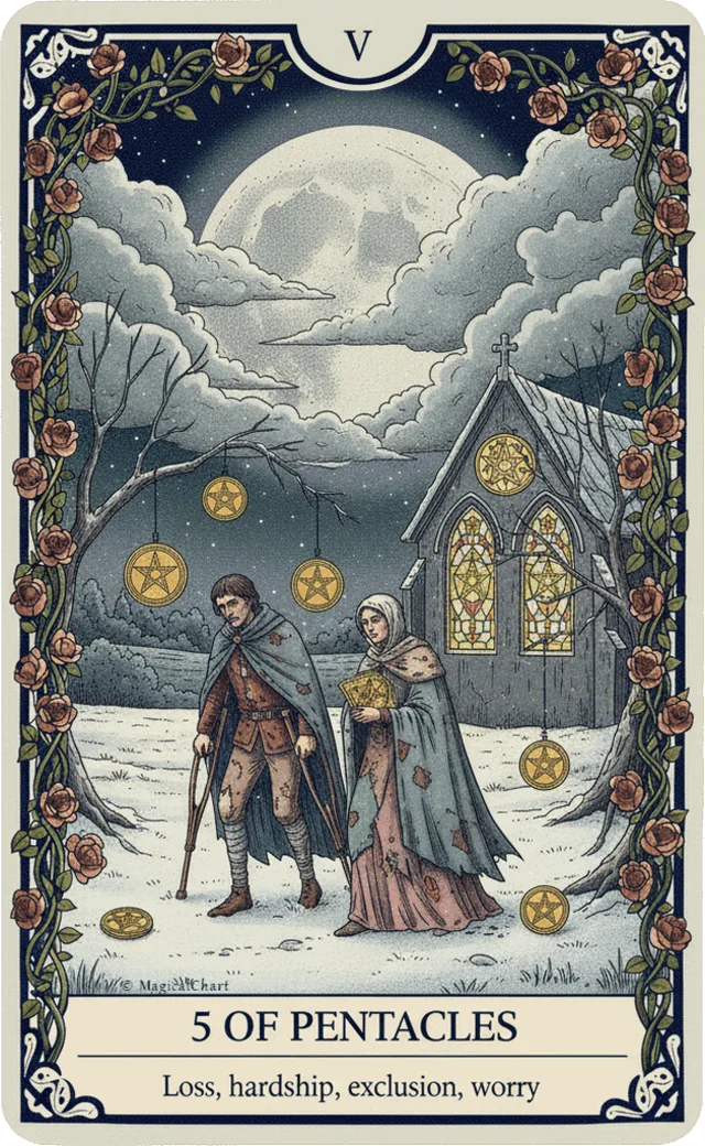 Five of Pentacles tarot card