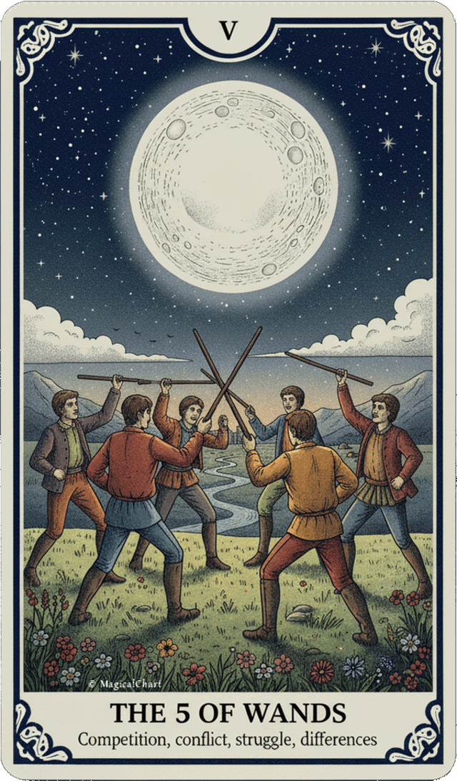 Five of Wands tarot card
