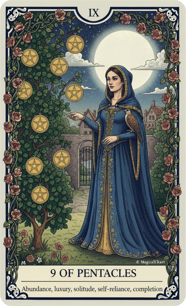 Nine of Pentacles tarot card