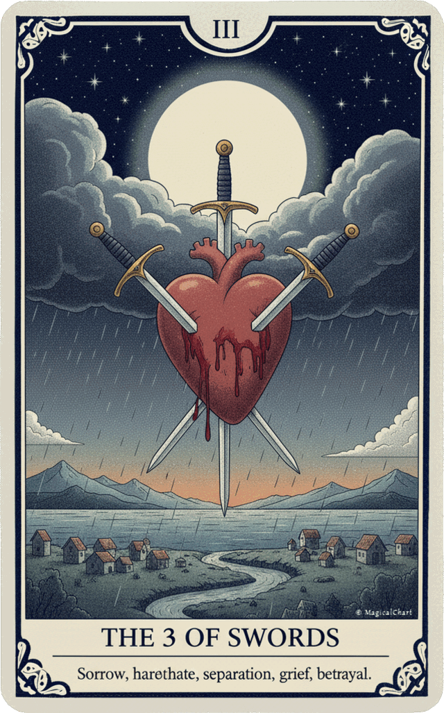 Three of Swords tarot card