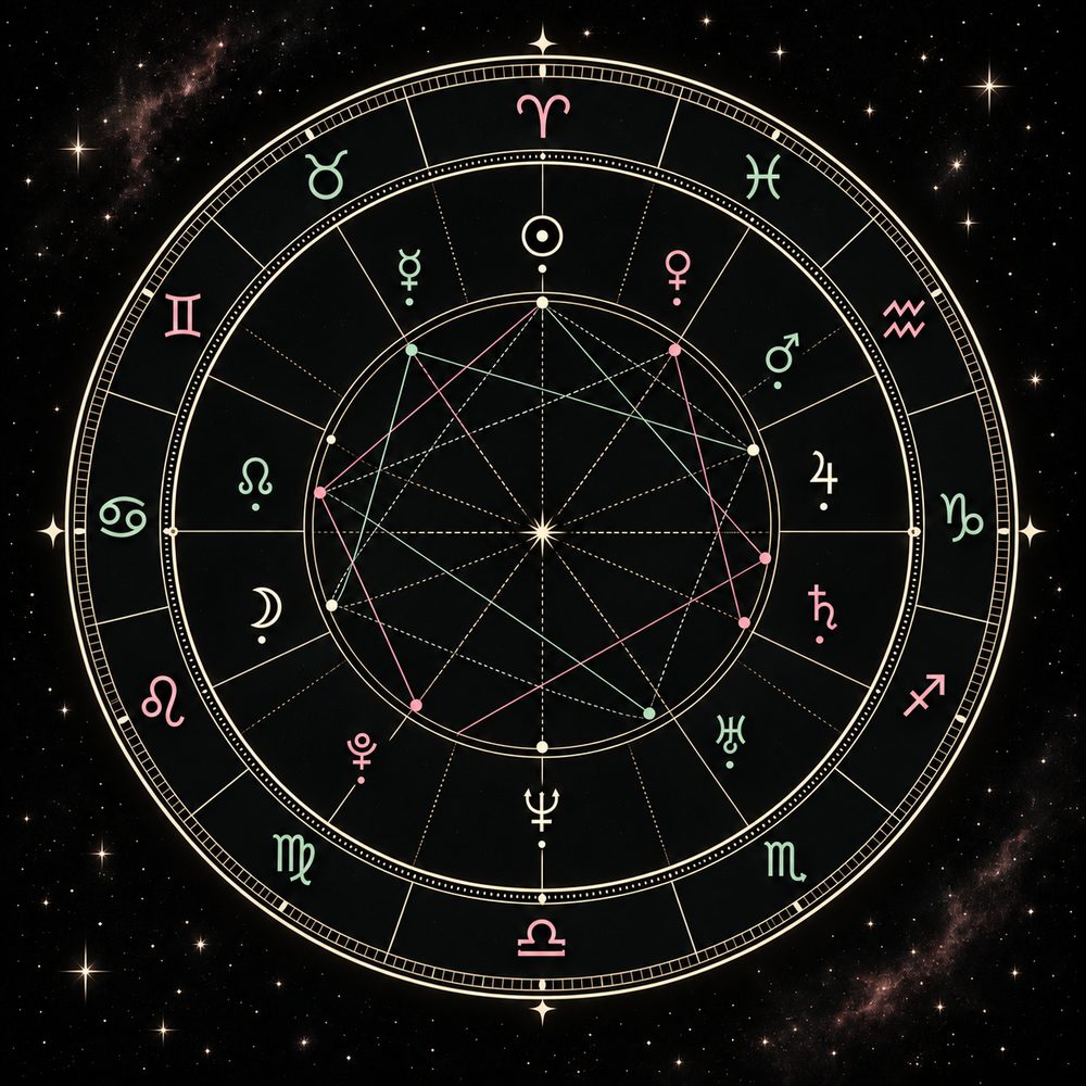 Roue astrologique montrant les douze maisons