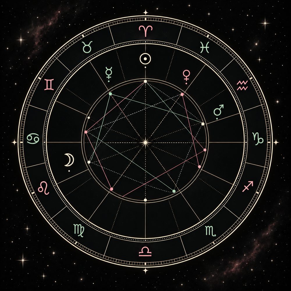 Planètes placées dans les signes d’une roue astrologique