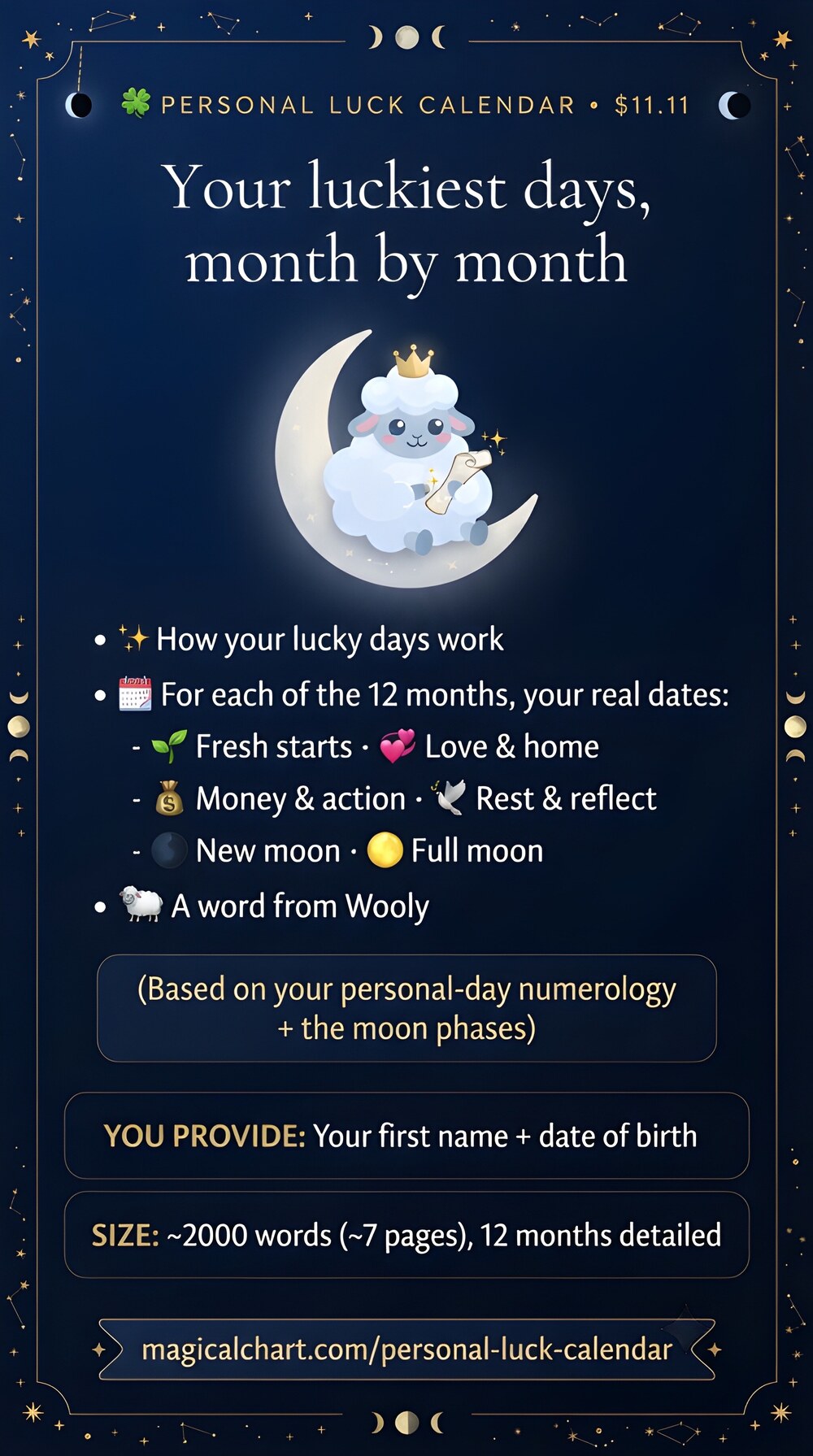 Personal Luck Calendar by Wooly — Magical Chart