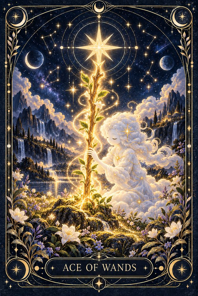 As de Bâtons du jeu de tarot illustré de Wooly