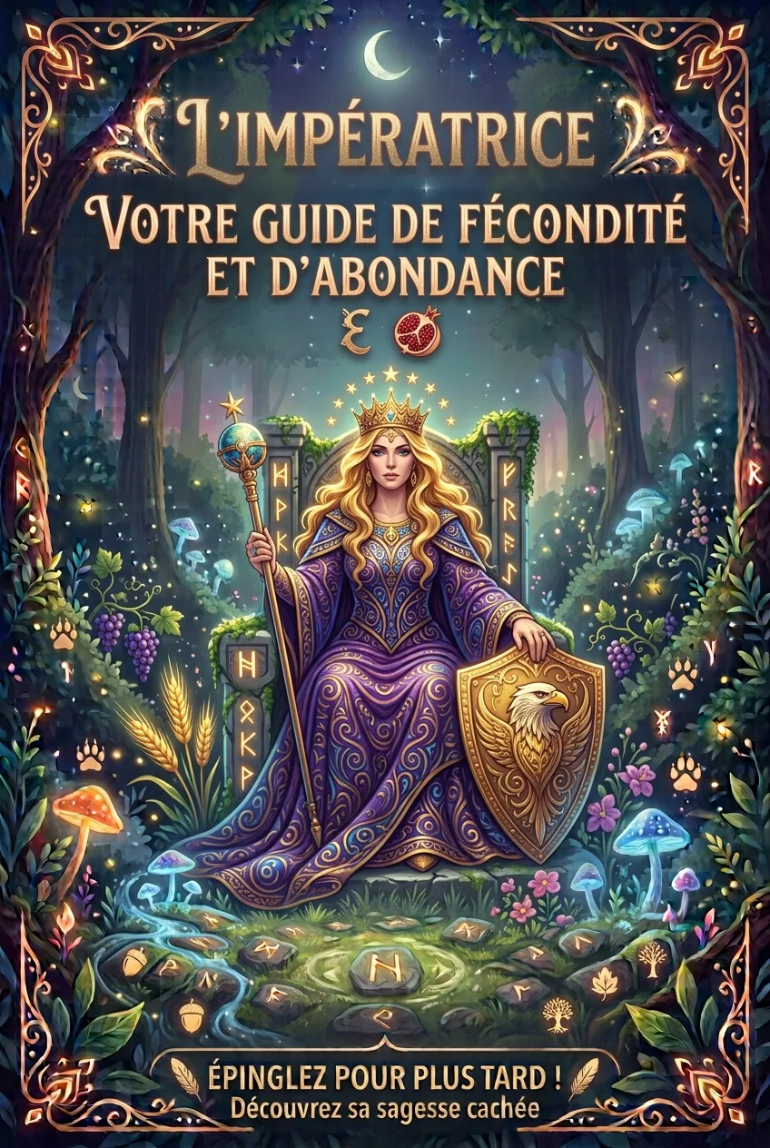 L'Impératrice, votre guide de fécondité et d'abondance — illustration mystique de la carte de tarot dans une forêt enchantée